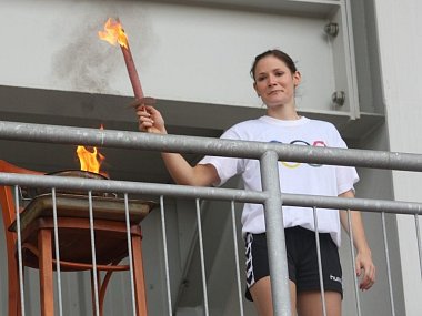 Olympijské hry mateřských škol na atletickém stadionu v Uherském Hradišti.