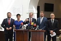 Tisková konference představitelů stran vládní koalice, 20. července 2022, Praha