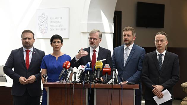 Tisková konference představitelů stran vládní koalice, 20. července 2022, Praha