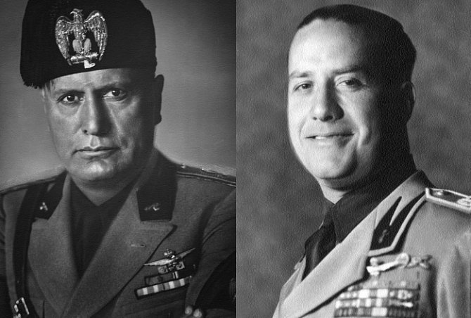 Fašistický vůdce Benito Mussolini (vlevo) a jeho zeť Galeazzo Ciano.