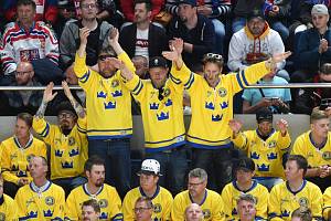 Fanoušci švédské hokejové reprezentace.