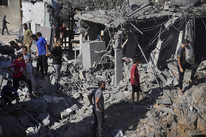 Zničené budovy v Pásmu Gazy