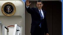 Americký prezident Obamy před jeho odletem 5. dubna z pražského ruzyňského letiště.