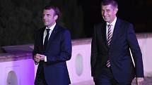 Francouzský prezident Emmanuel Macron (vlevo) při návštěvě Prahy. Jednal s ním také premiér Andrej Babiš.