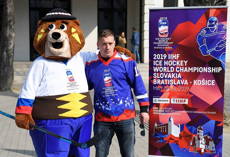 Maskot hokejového mistrovství světa v Bratislavě a Košicích 2019 - medvěd Macejko