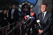 Premiér v demisi Andrej Babiš po setkání s prezidentem Milošem Zemanem, kterého navštívil 10. dubna 2018 v Lánech.