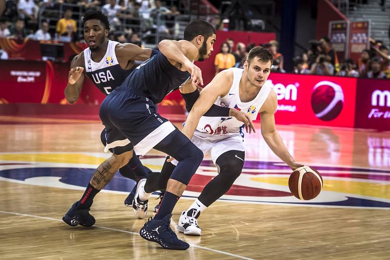 Utkání basketbalového mistrovství světa mezi Českem a USA