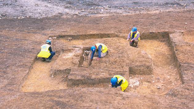 Archeologické vykopávky v Grange Farm v anglickém hrabství Kent.