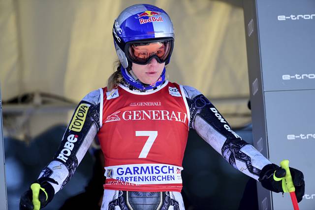 Česká lyžařka Ester Ledecká v tréninku na sjezd SP v Garmisch-Partenkirchenu