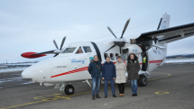 Odlet letounu L-410 v barvách aerolinek Zhetysu z kunovického letiště Aircraft Industries do Kazachstánu.