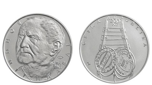 Česká národní banka vydává 26. března pamětní stříbrnou dvousetkorunu ke 100. výročí narození spisovatele Bohumila Hrabala.