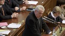 Prezident Miloš Zeman přednesl 7. května projev v Poslanecké sněmovně.