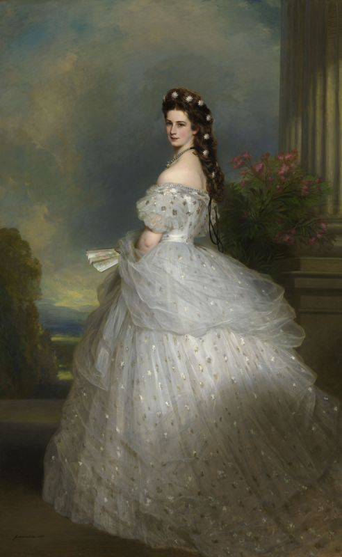 Alžběta Bavorská zvaná Sissi na dobovém obraze (autorem je Franz Xaver Winterhalter)