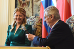 Slovenská prezidentka Zuzana Čaputová s prezidentem Milošem Zemanem