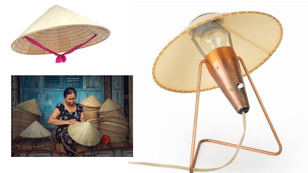Lampička si okouzluje především kruhovým stínidlem, které svým tvarem připomíná tradiční čínský klobouk