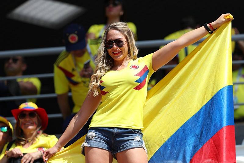Kolumbijská fanynka. Fotbalové MS Rusko 2018