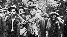 Členové banderovského povstaleckého oddílu Bira, zajatí vojáky polské armády v oblasti Zatwarnica