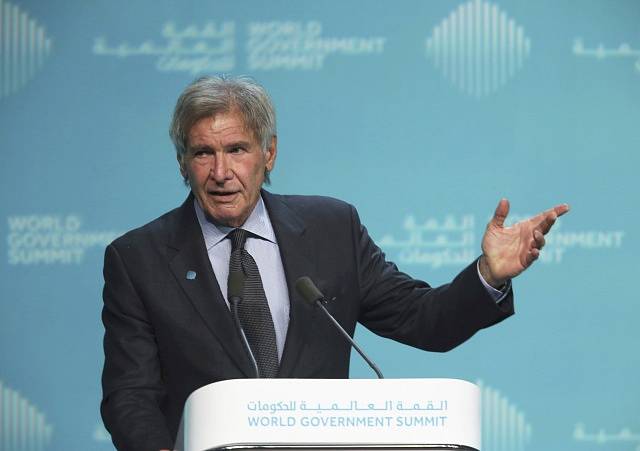 Americký herec Harrison Ford na Světovém vládním summitu v Dubaji