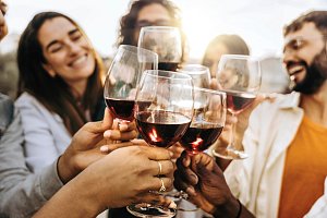 Osvěžit se skleničkou dobrého červeného vína mohou poutníci i turisté na posledních kilometrech Svatotomášské cesty.
