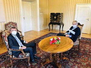 Premiér Andrej Babiš na schůzce s prezidentem Milošem Zemanem