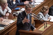 Jednání o důvěře vlády v Poslanecké sněmovně 16. ledna v Praze. Babiš