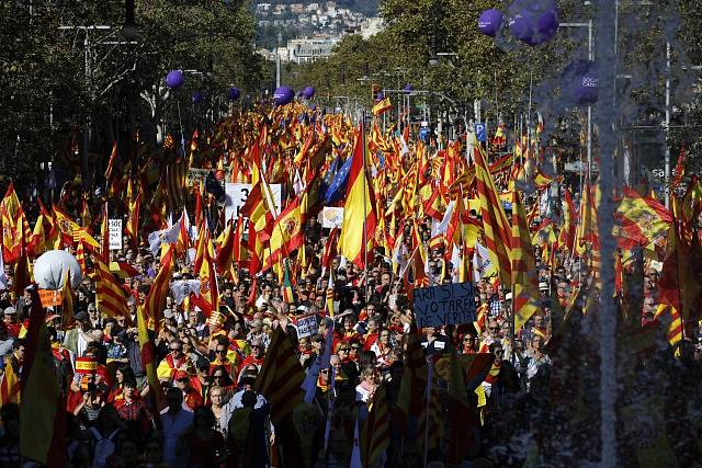 Prošpanělská demonstrace v Barceloně