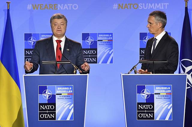 Prezident Ukrajiny Petro Porošenko a tajemník NATO Jens Stoltenberg.