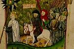 Historické vyobrazení Jana Žižky v čele husitských vojsk v Jenském kodexu