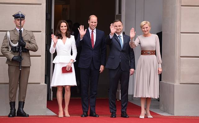 Princ William s Kate a polský prezident Andrzej Duda s manželkou Agatou Kornhauser-Duda