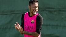 Neymar na tréninku Barcelony.