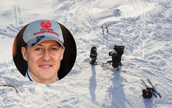 Místo nehody Michaela Schumachera v alpském středisku.