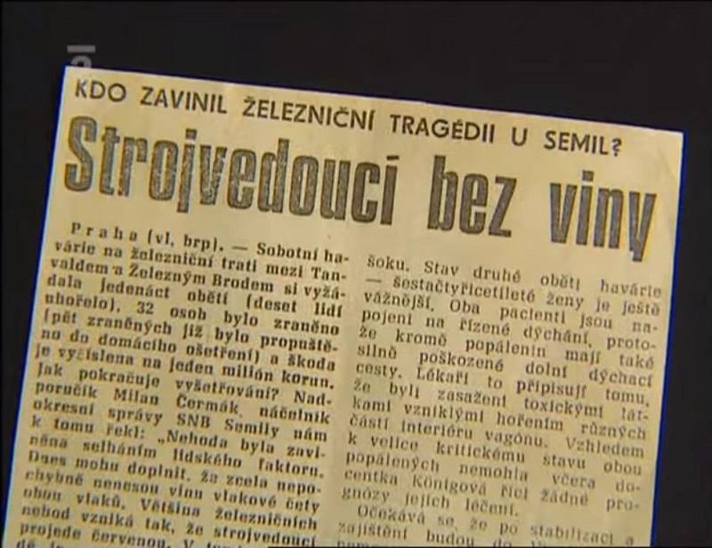 Dobový tisk se zprávou, která objasnila příčinu nehody - byla to lidská chyba, ne však strojvůdců, ale výpravčích