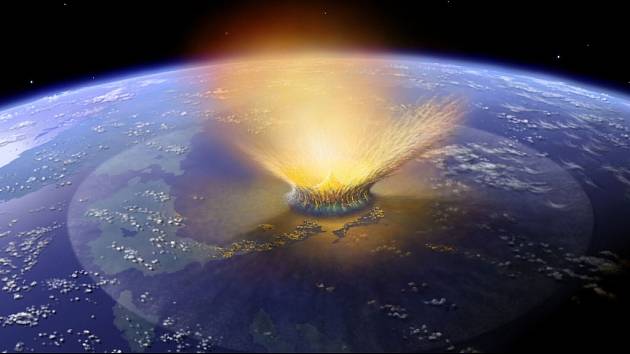 Počítačová animace dopadu asteroidu. Podle odborníků takový scénář nehrozí