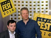 Herec Svein Andre Hofsø (vlevo) a režisér Bard Breien vystoupili 24. března v Praze na tiskové konferenci mezinárodního filmového festivalu Febiofest po projekci norsko-dánsko-českého filmu Detektiv Downs.