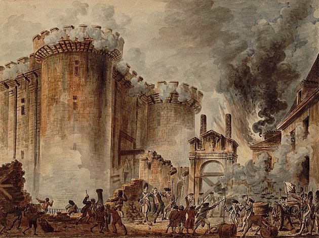 Dobytí pařížské pevnosti Bastila odstartovalo Velkou francouzskou revoluci.