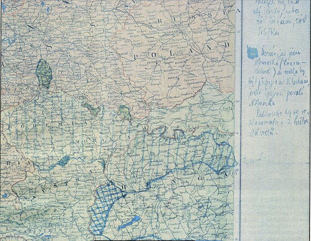 Mapa plánovaného československého státu kreslená T. G. Masarykem v Ženevě v březnu 1915. S vyznačeným koridorem zhruba od Bratislavy k chorvatskému Záhřebu. Pařížská mírová konference koridor v roce 1919 zamítla