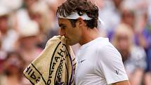 Sedmnáctinásobný grandslamový šampion Roger Federer ve finále Wimbledonu.