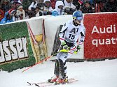 Benjamin Raich v cíli slalomu SP v Kitzbuchelu.