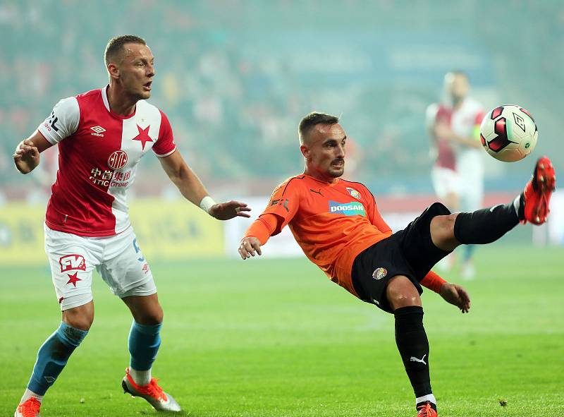 Zápas fotbalové Fortuna ligy - SK Slavie Praha - FC Viktoria Plzeň v Edenu 1.září.