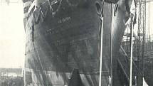 Spouštění lodi Cap Arcona na vodu v roce 1927