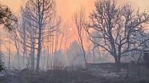 Lesní požáry v okolí někdejší jaderné elektrárny Černobyl