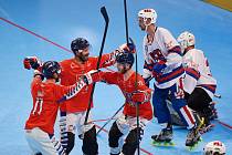 Čeští inline hokejisté ve finále Světových her 2022 proti USA.
