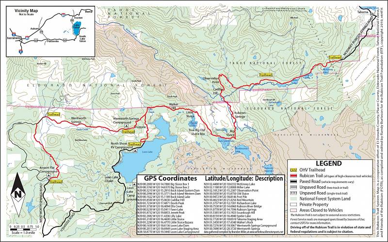 Mapa Rubicon Trail.