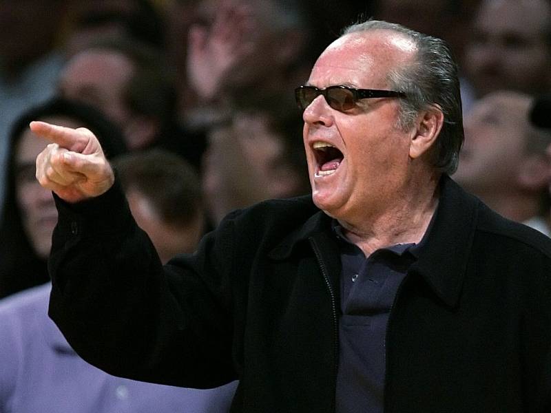 Nejlepší slavný fanoušek Lakers Jack Nicholson.