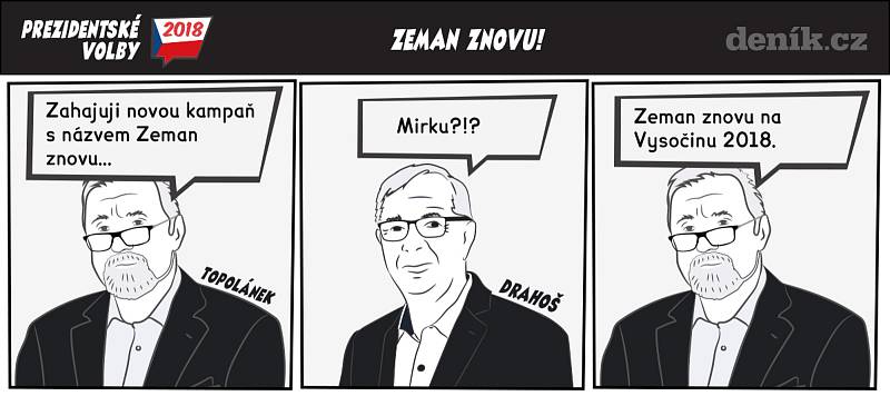 Prezidentské volby - komiks - Toplánek a Drahoš - Zeman znovu