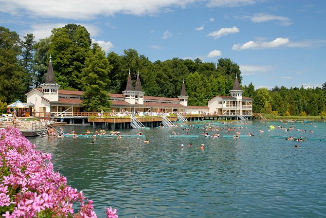 Letní koupací sezona v jezeře Hevíz