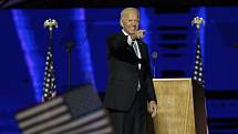Demokrat Joe Biden během prvního vystoupení po zvolení prezidentem USA, 7. listopadu 2020 ve Wilmingtonu
