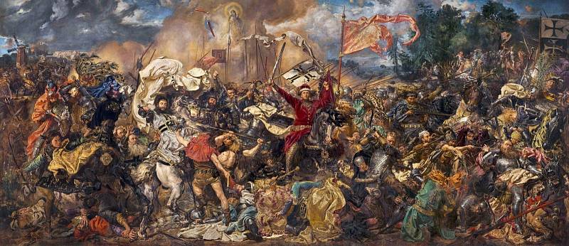Obraz Bitva pod Grunwaldem od Jana Matejka, o němž se předpokládá, že zachycuje také Jana Žižku. Žižkova účast v této bitvě, jež se konala v roce 1410, však není zcela doložena