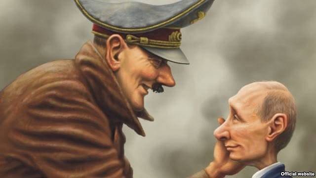 Ukrajina na svém Twitteru zveřejnila karikaturu Hitlera s Putinem.