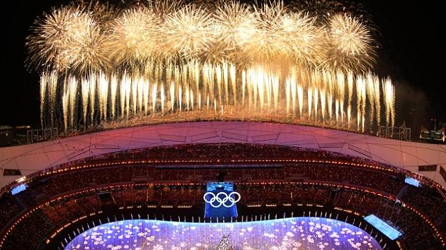 Slavnostní zakončení olympiády v Pekingu.